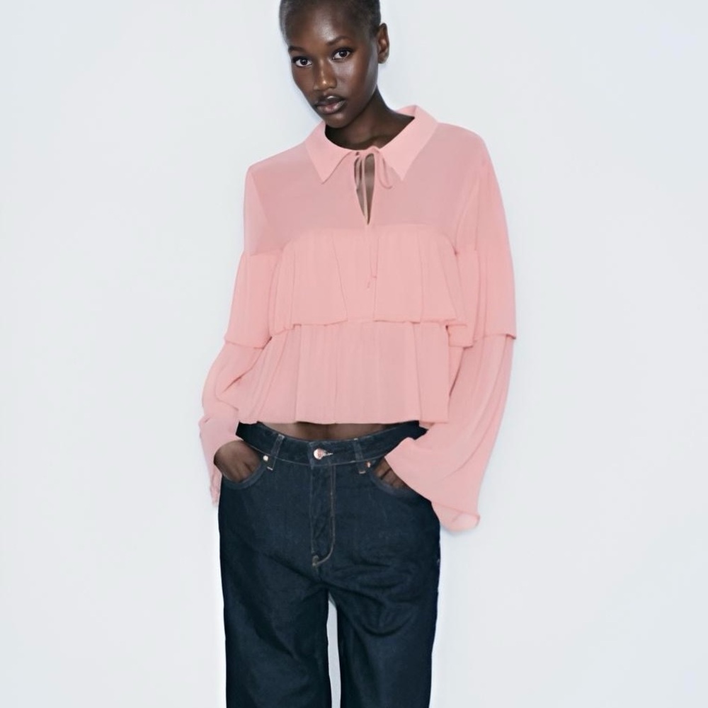 Zara Pink Ruffled Women's Top